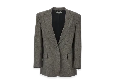 STELLA McCARTNEY Women's Single-Breasted Micro Houndstooth Blazer "Gray"