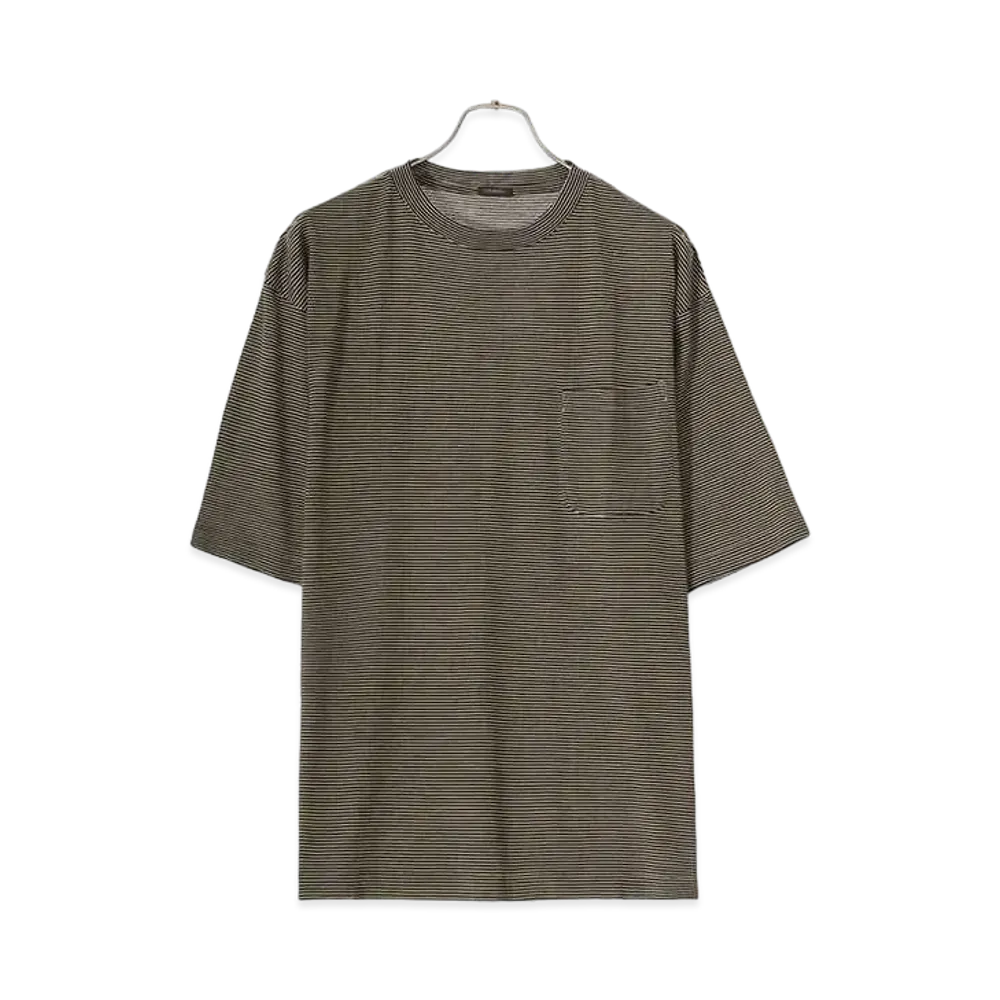COMOLI Summer Wool Short Sleeve T-shirt "Border"