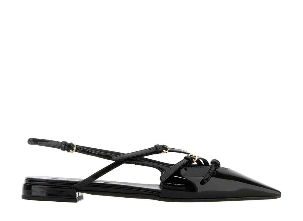 MIU MIU Women's Patent Leather Slingback Ballerina Flats "Black"