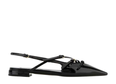 MIU MIU Women's Patent Leather Slingback Ballerina Flats "Black"