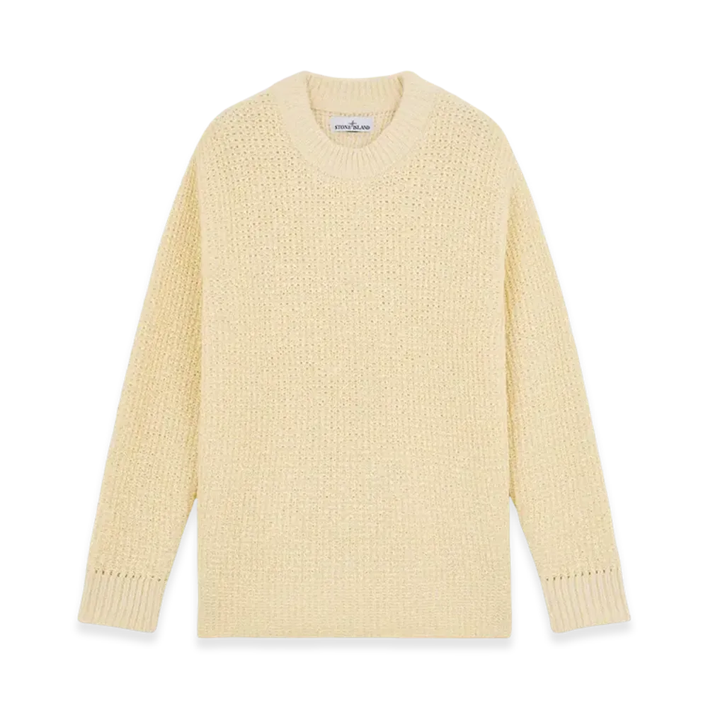 Stone Island 541XA Double Weave Wool Nylon Stone Island Marina Oversized Fit Crewneck Sweater - 24FW "Butter"