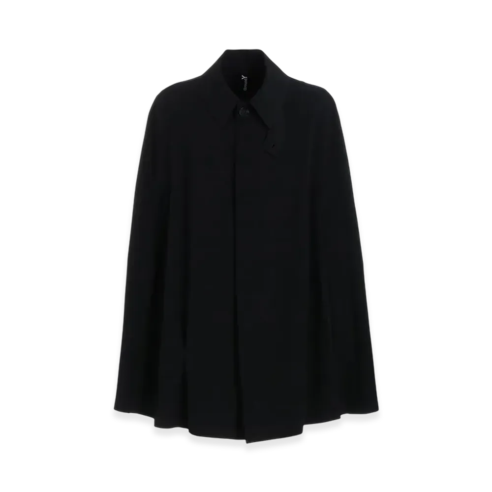 Ground Y Wool Gabardine Collared Cloak "Black"