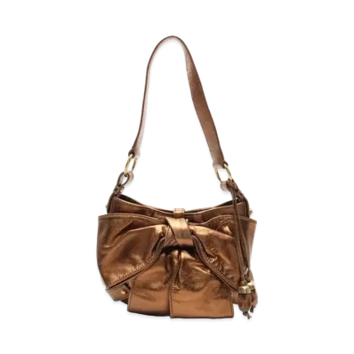 Saint Laurent Sac Bow Leather Shoulder Bag "Gold"