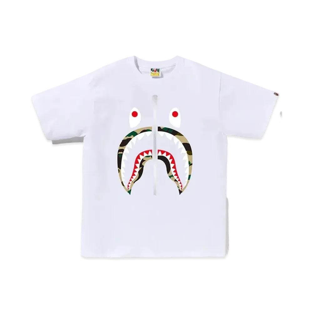 A BATHING APE 1st Camo Shark Tee "White/Yellow"