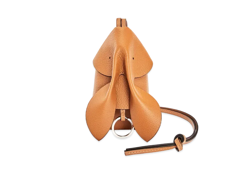 LOEWE Bunny Key Cardholder In Grained Calfskin "Light Caramel"