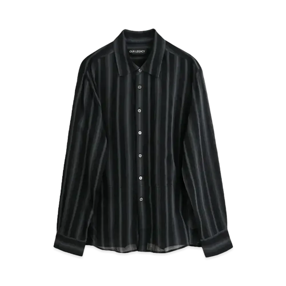 OUR LEGACY Adorn Shirt Stripe Sheer Cotton Silk "Noir"