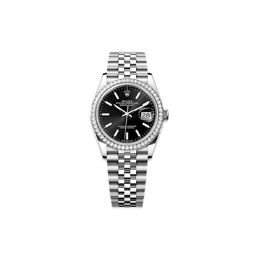 ROLEX Datejust 36 Oystersteel & White Gold Diamonds "Black"