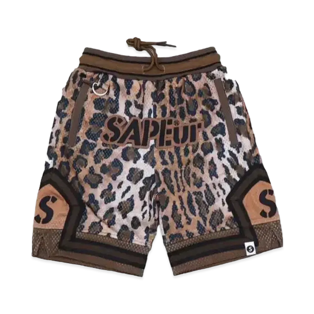 SAPEur Basket Shorts Kids "Leopard Brown"