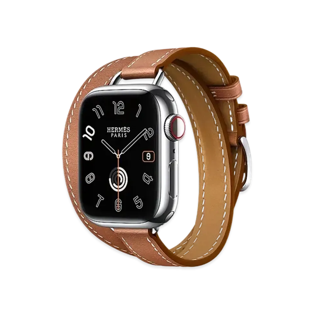 Apple Watch x Hermes Series 9 (GPS + Cellular Model) Stainless 41mm and Double Tour Attelage "Gold"
