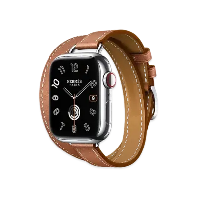 Apple Watch x Hermes Series 9 (GPS + Cellular Model) Stainless 41mm and Double Tour Attelage "Gold"