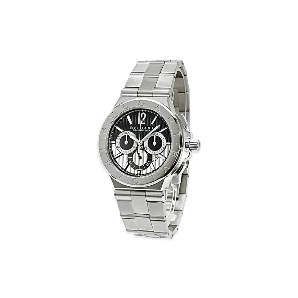 BVLGARI Diagono Calibro 303 Black Silver Round Automatic "Silver/Black"