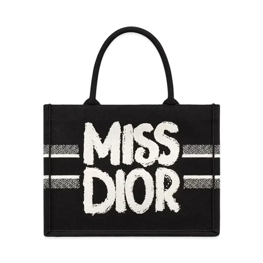 Dior Medium Dior Book Tote Miss Dior Graffiti Embroidery (36 x 27.5 x 16.5 cm) "Black/White"