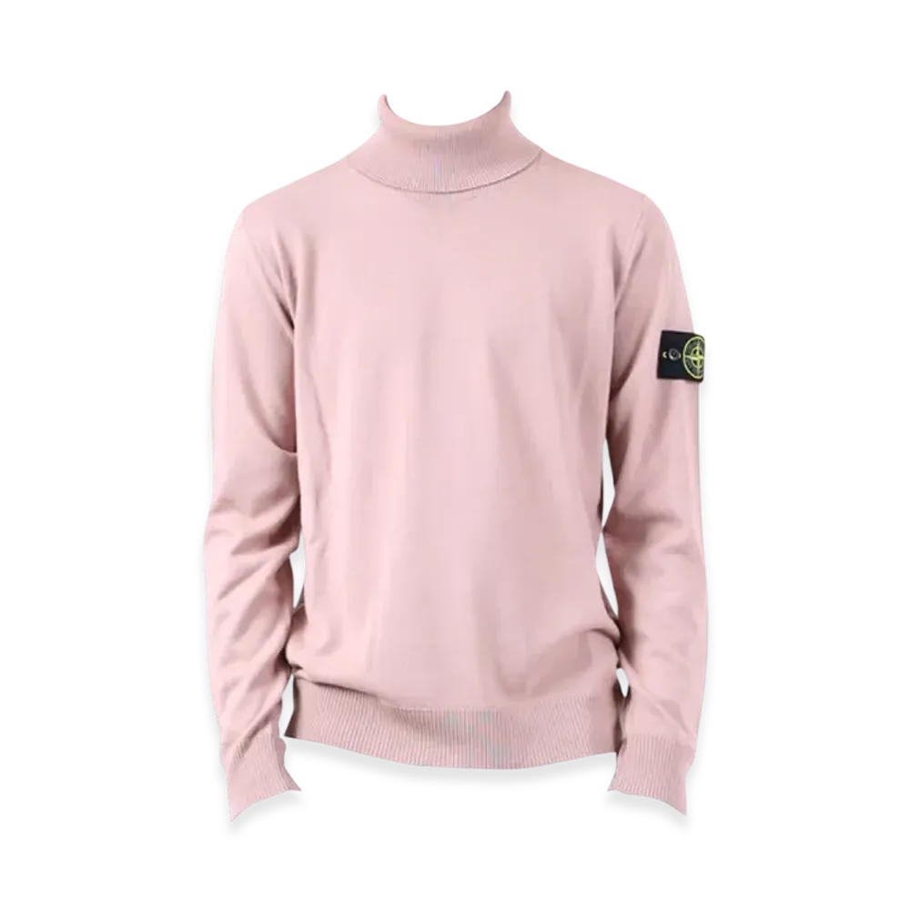 Stone Island 525C4 Pure Light Wool Polo Neck Knit - 22FW "Rose Quartz"