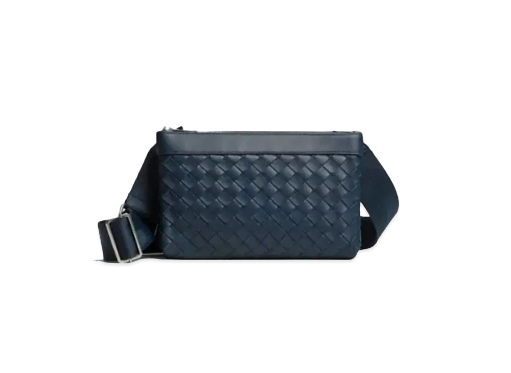 Bottega Veneta Intrecciato Shoulder Bag "Dark Blue"