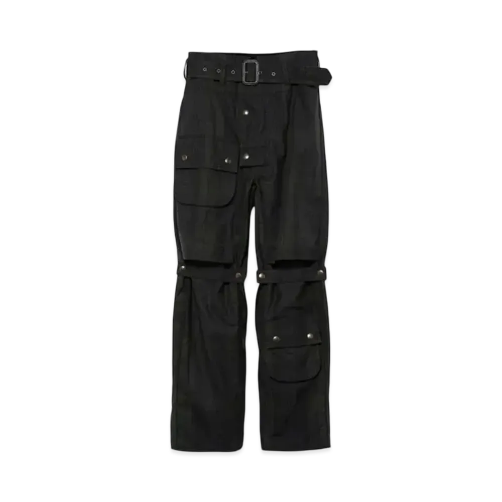 FUMIKA UCHIDA Oiled Tartan Plaid Belt Pants "Dark Navy"