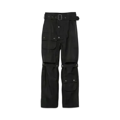 FUMIKA UCHIDA Oiled Tartan Plaid Belt Pants "Dark Navy"