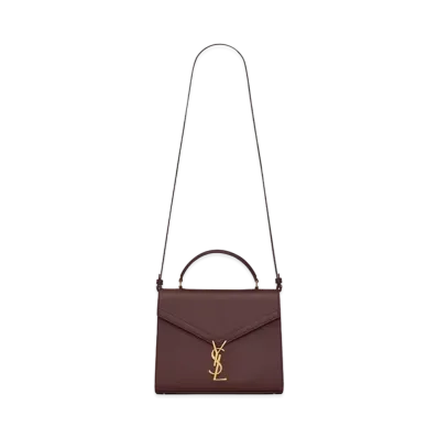 Saint Laurent Cassandra Medium Top Handle Bag In Grain De Poudre Embossed Leather "Rouge Legion"