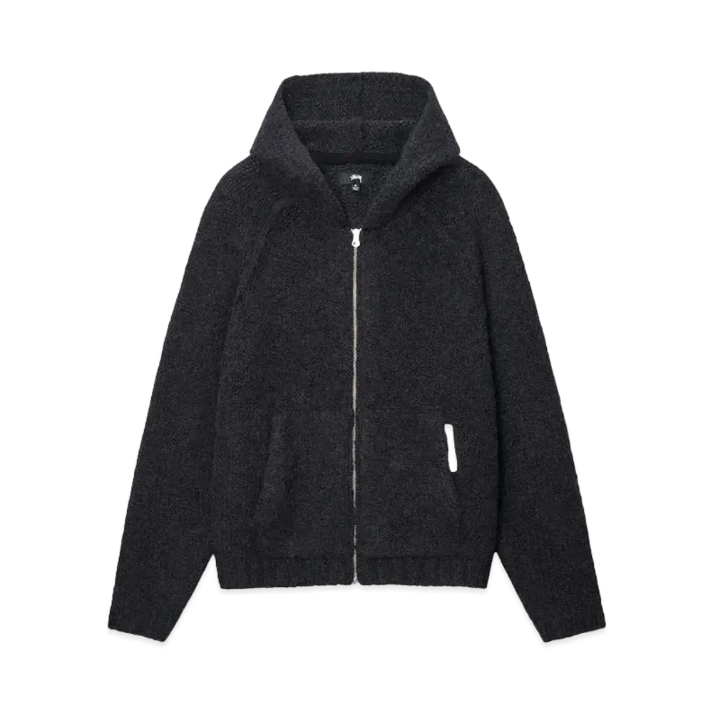 Stussy Chunky Knit Zip Hoodie "Black"