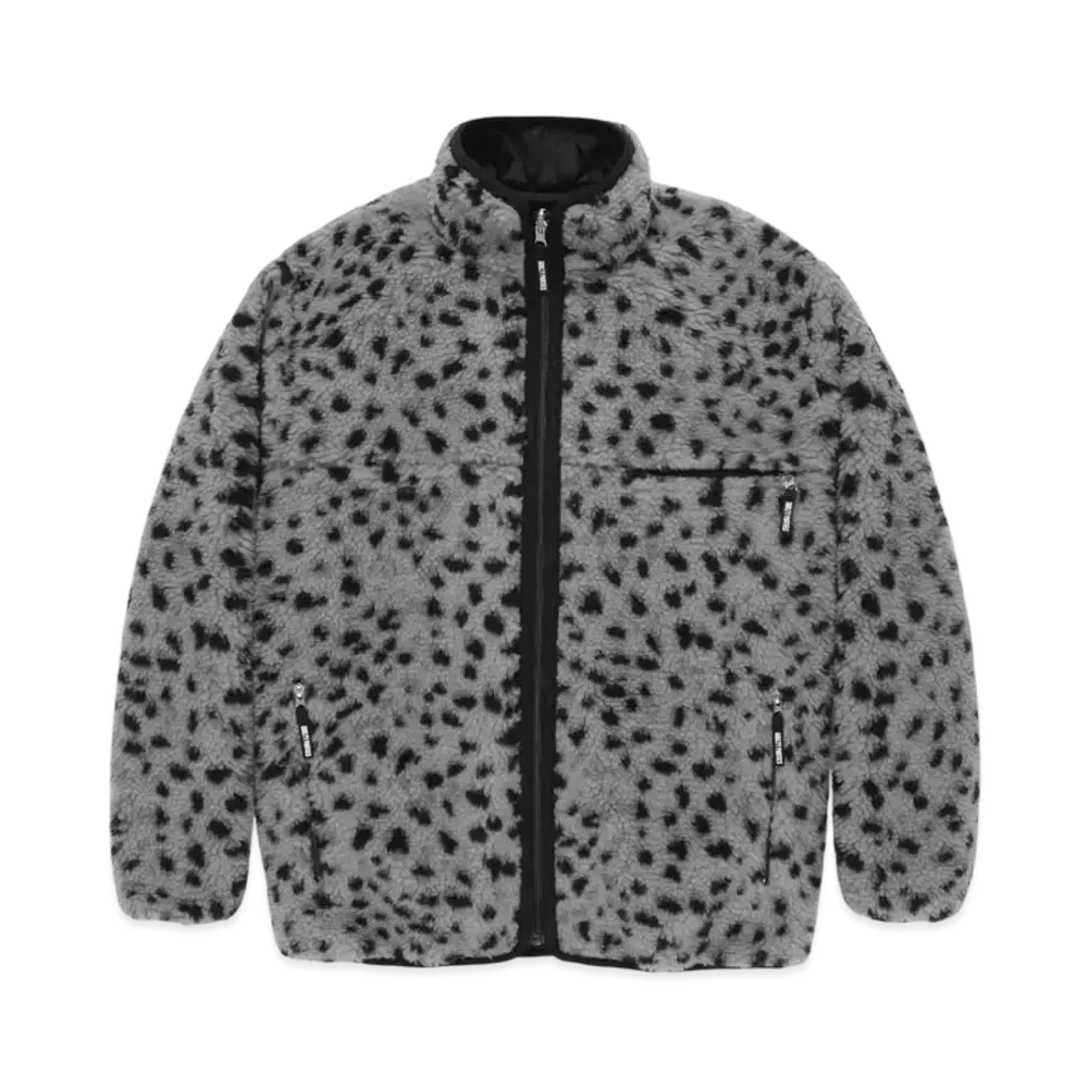 WACKO MARIA Reversible Leopard Boa Fleece Jacket "Gray"