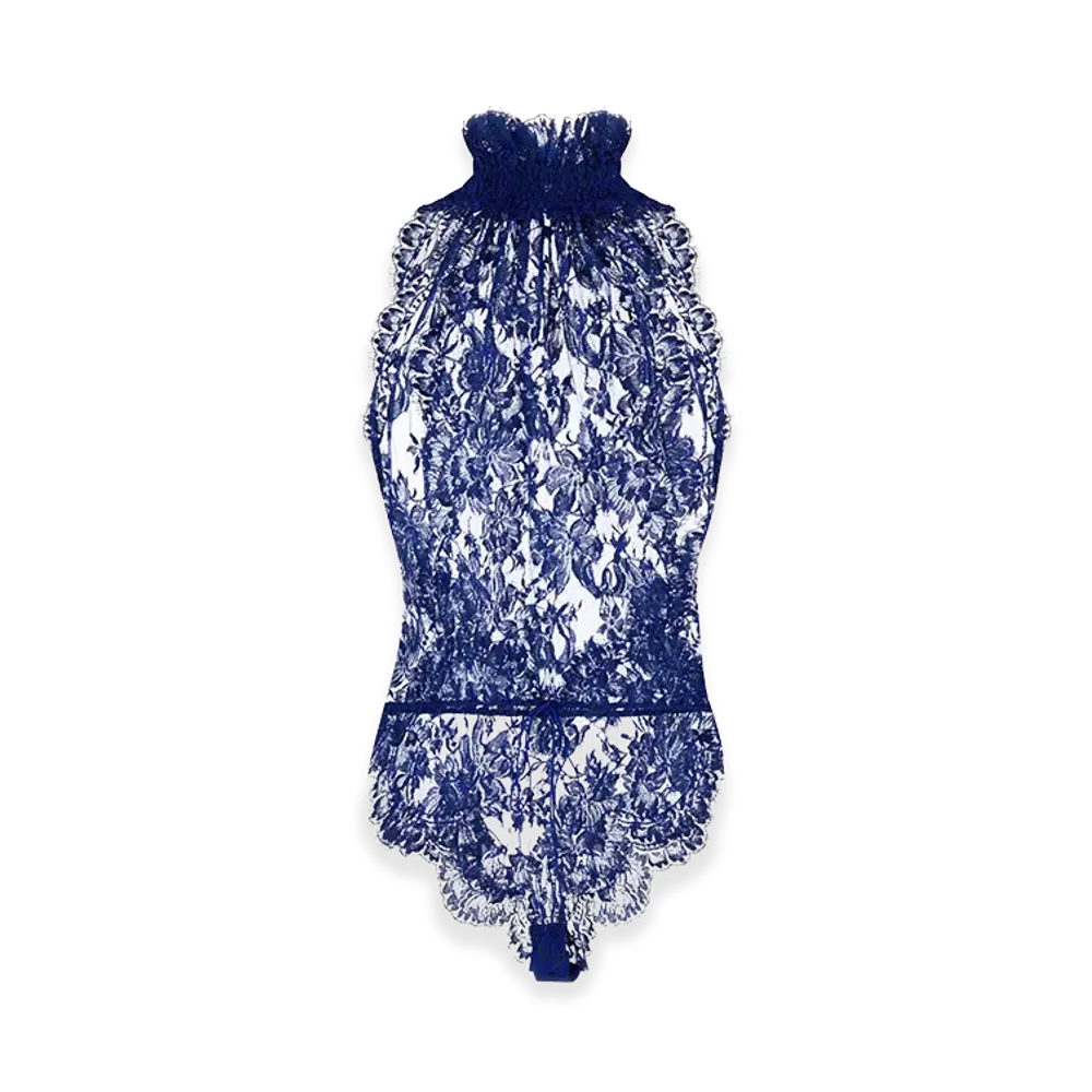 Saint Laurent Women's Lace Bodysuit "Blue"