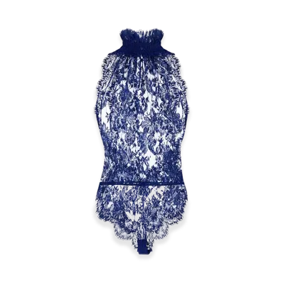 Saint Laurent Women's Lace Bodysuit "Blue"