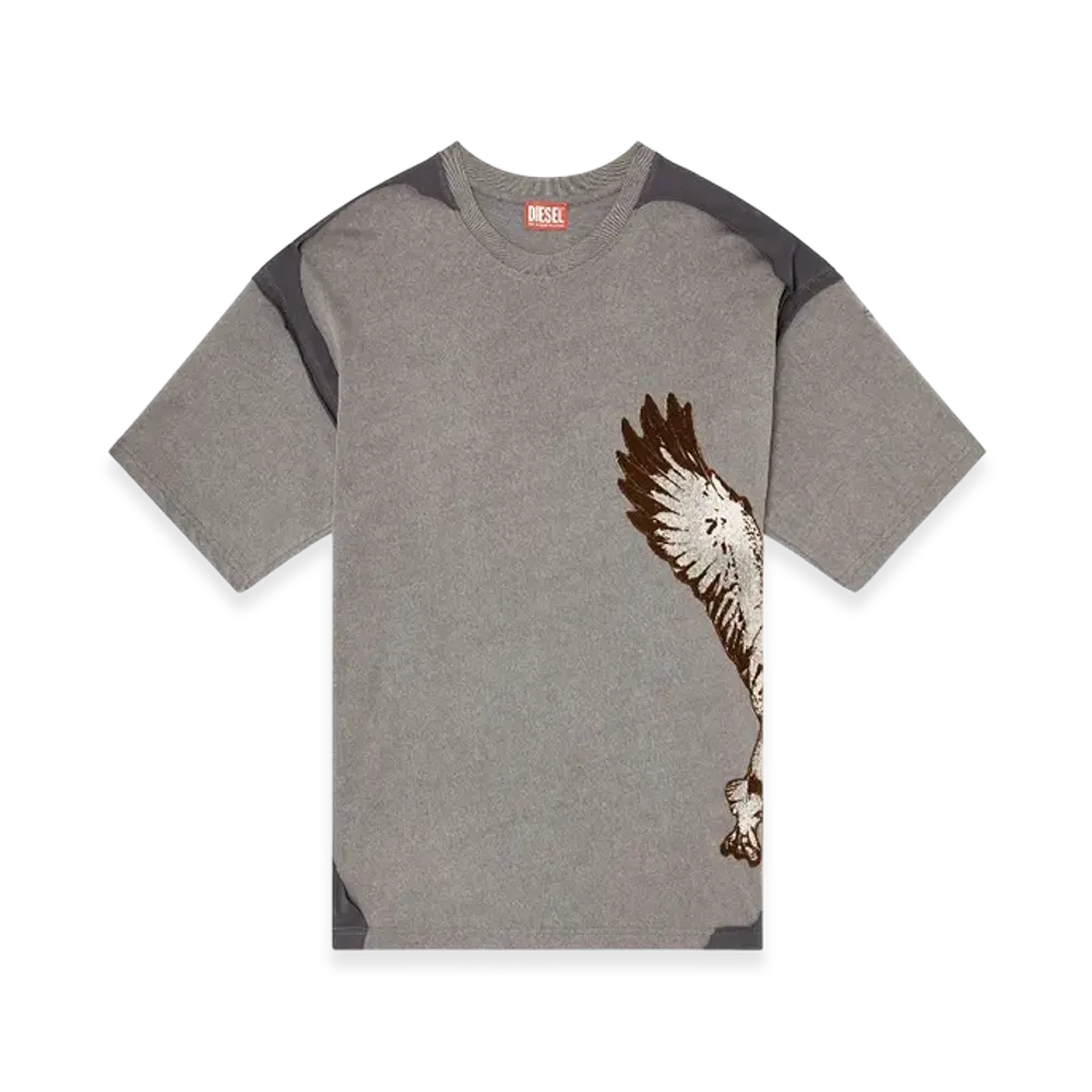 Diesel T-Boxt-Peeloff Peel-Off T-Shirt With Eagle Print "Gray"