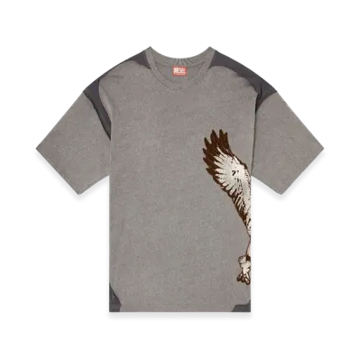 Diesel T-Boxt-Peeloff Peel-Off T-Shirt With Eagle Print "Gray"