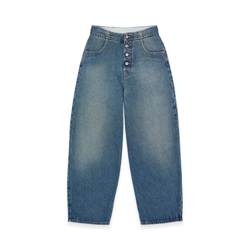 MM6 Maison Margiela Women's Blue Denim Trousers "Light Blue"