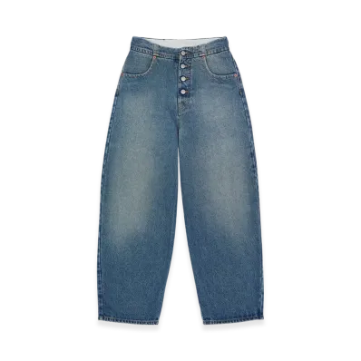 MM6 Maison Margiela Women's Blue Denim Trousers "Light Blue"