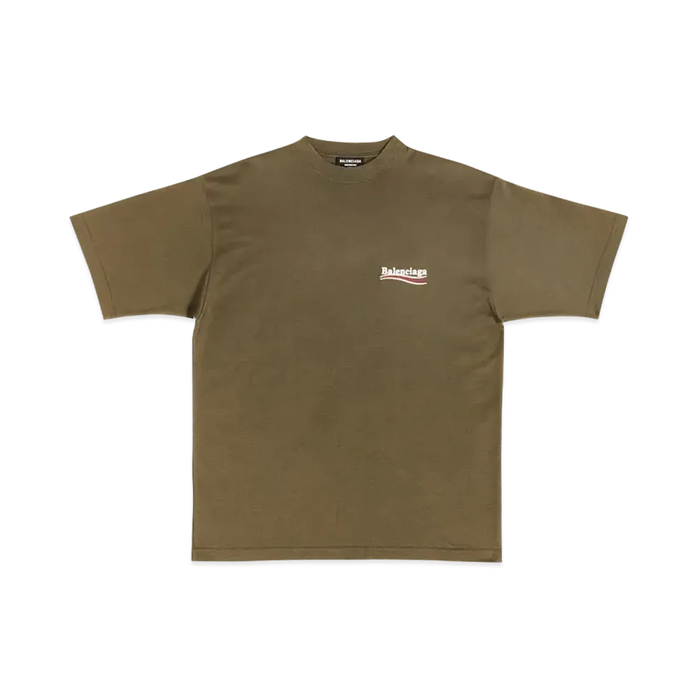 BALENCIAGA MENS Political Campaign Large Fit T-shirt "Khaki"