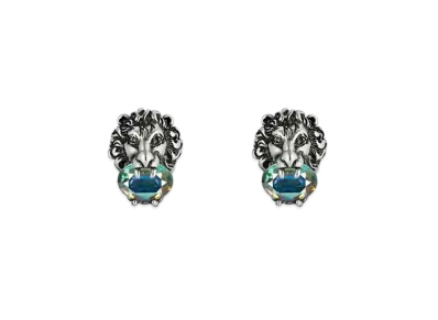 GUCCI Crystal Lion Head Earrings "Crystal"