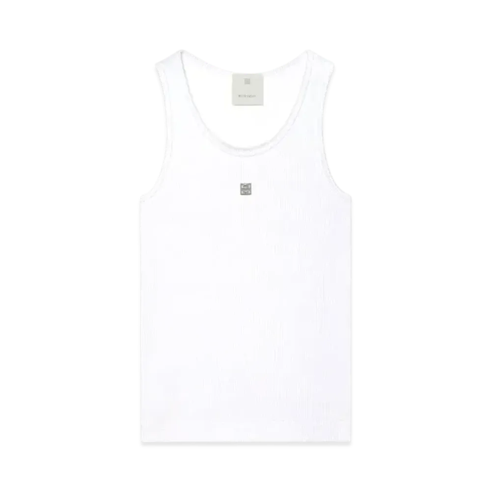 GIVENCHY Slim Fit Tank Top In Cotton With 4G Detail "White"