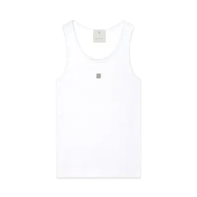 GIVENCHY Slim Fit Tank Top In Cotton With 4G Detail "White"