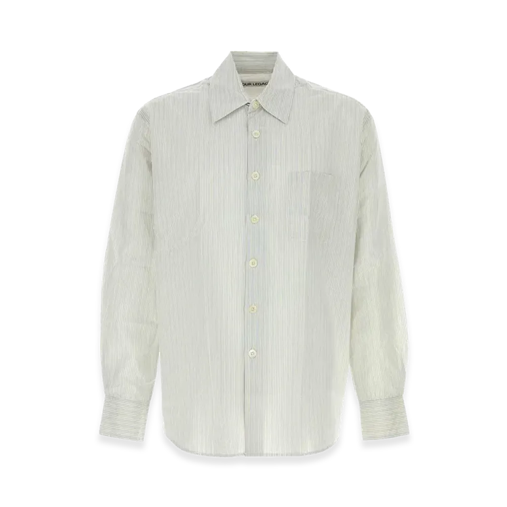OUR LEGACY Embroidered Cotton Blend Oversize Shirt "Stripped"