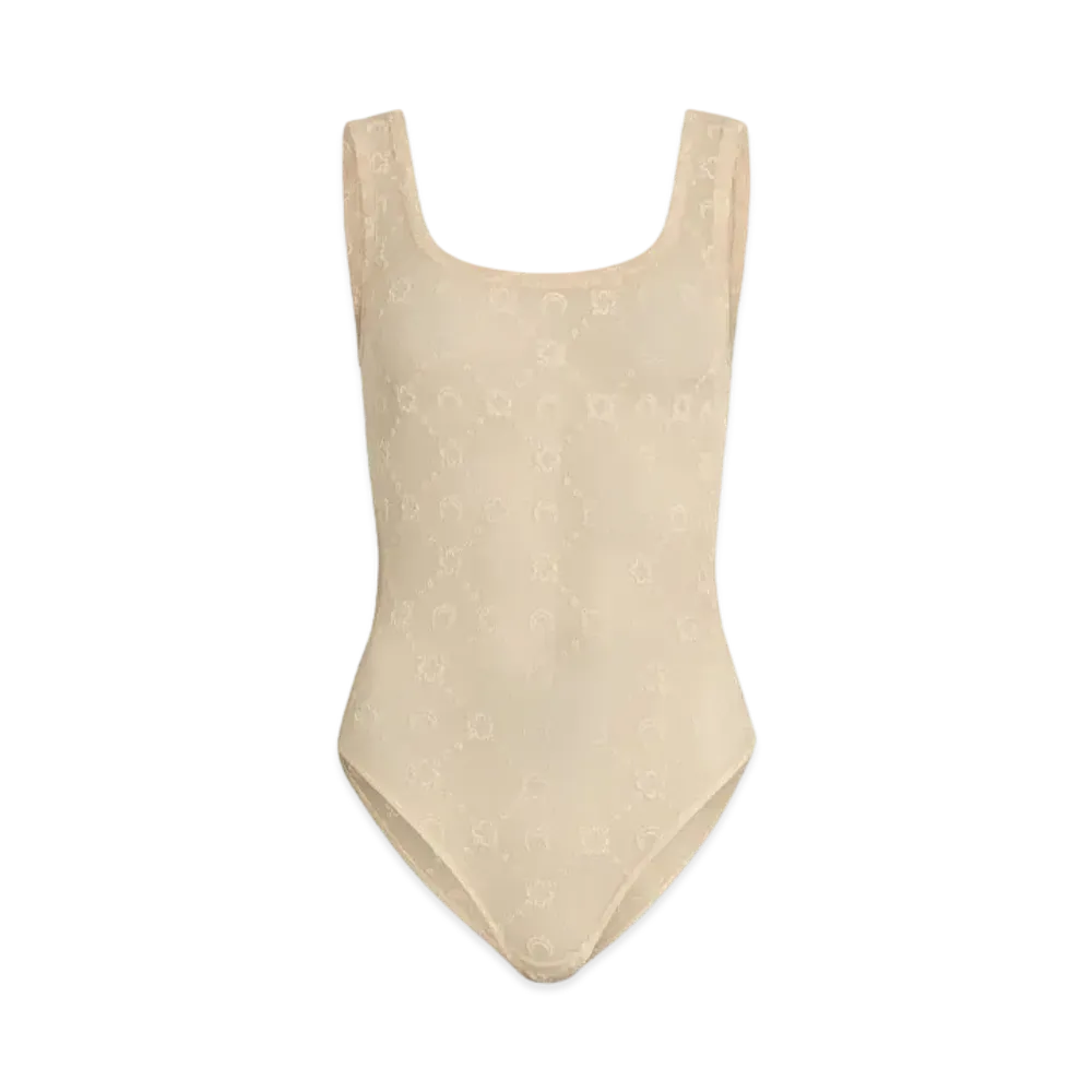 Marine Serre Moongram Mesh Frock Bodysuit "Red"
