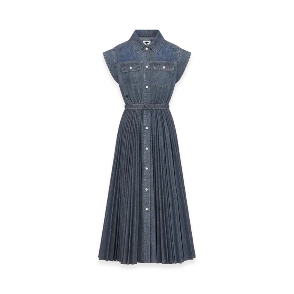 Dior Women's Embroidered Shirt Dress Denim "Blue"