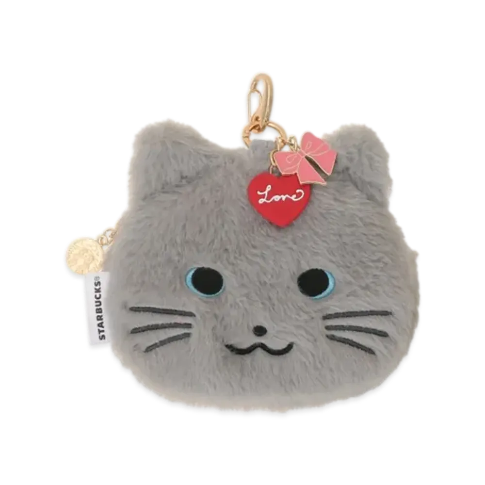 STARBUCKS Valentine 2026 Fur Pouch Cat "Gray"
