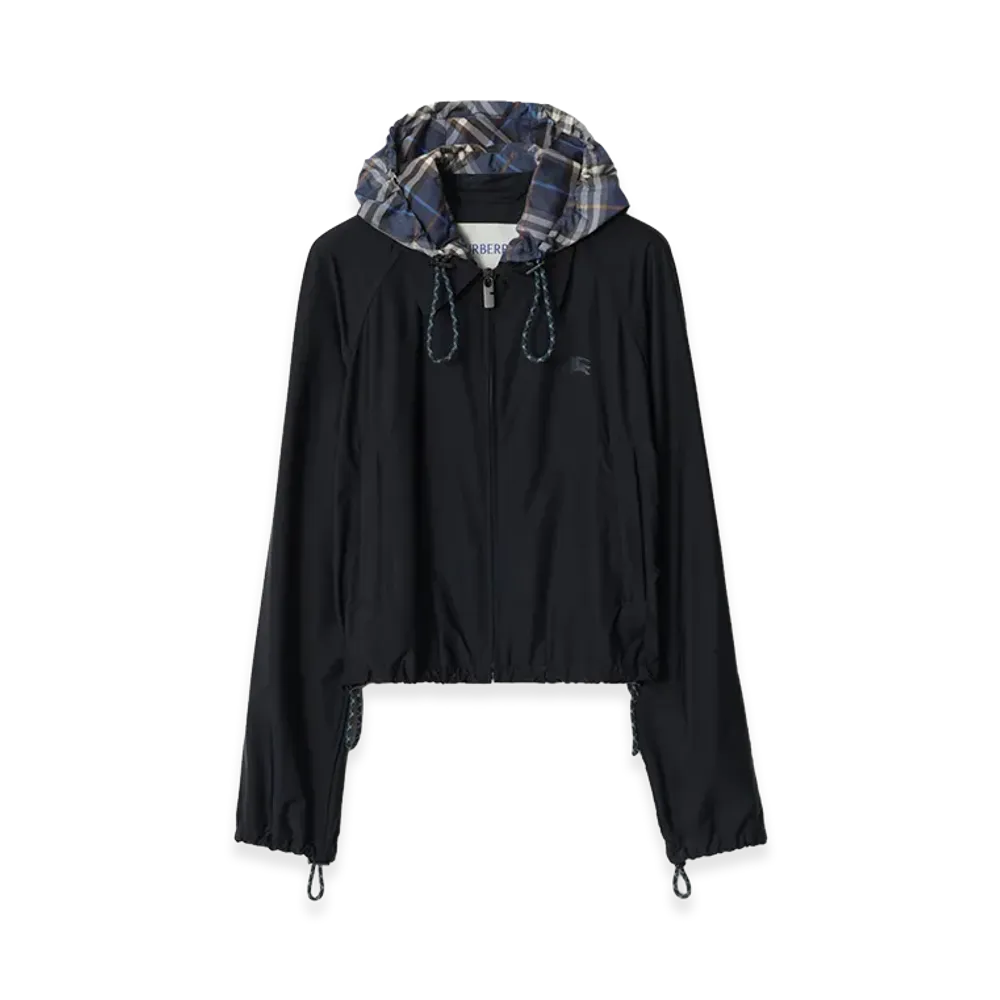 Burberry Women's Cropped Newcott Hooded Jacket "Silhouette Blue"