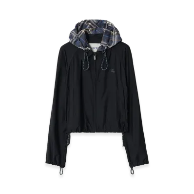 Burberry Women's Cropped Newcott Hooded Jacket "Silhouette Blue"
