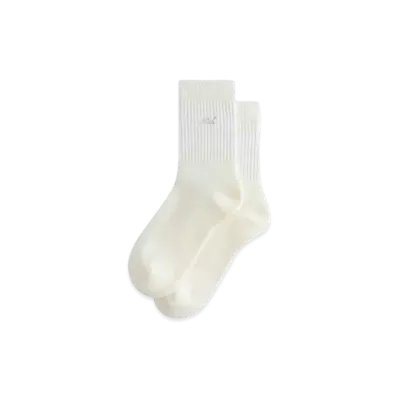 Kith Striped Mid Crew Socks With Script Embroidery "Sandrift"