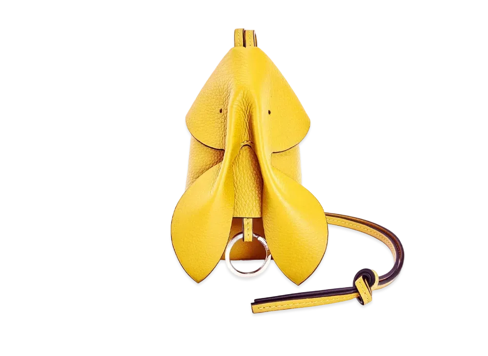 LOEWE Bunny Key Cardholder In Grained Calfskin "Yellow"