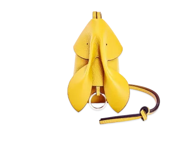 LOEWE Bunny Key Cardholder In Grained Calfskin "Yellow"