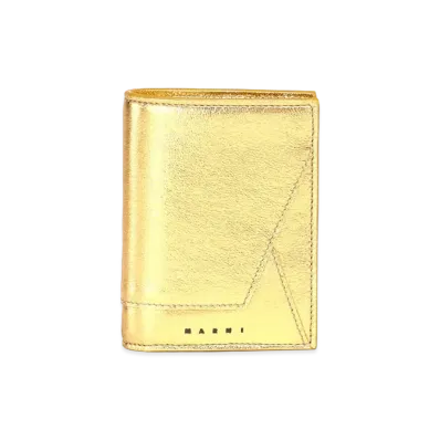Marni Gold Metallic Nappa Leather Bi-Fold Wallet "Gold Sand"