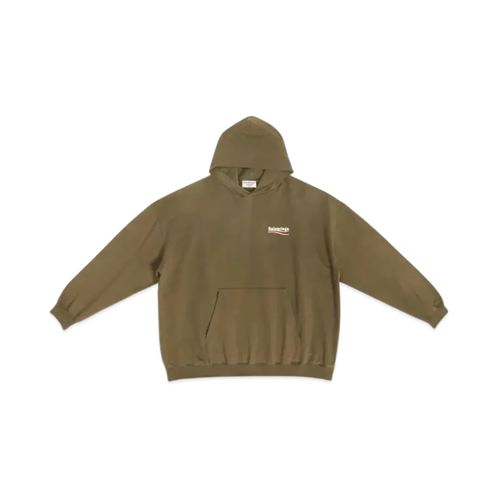 BALENCIAGA MENS Political Campaign Large Fit Hoodie "Khaki"