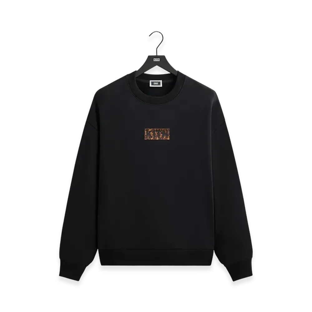 Kith Classic Logo Leopard Applique Nelson Crewneck "Black"