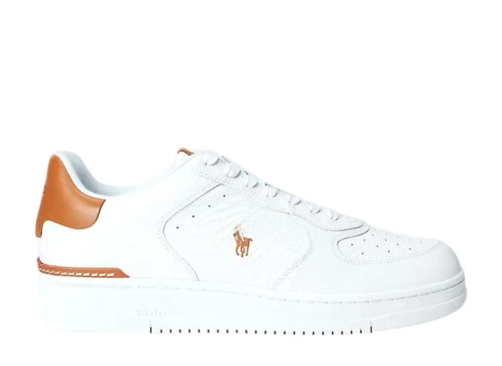 Polo Ralph Lauren Masters Court Leather Sneaker "White/Tan Multi PP"