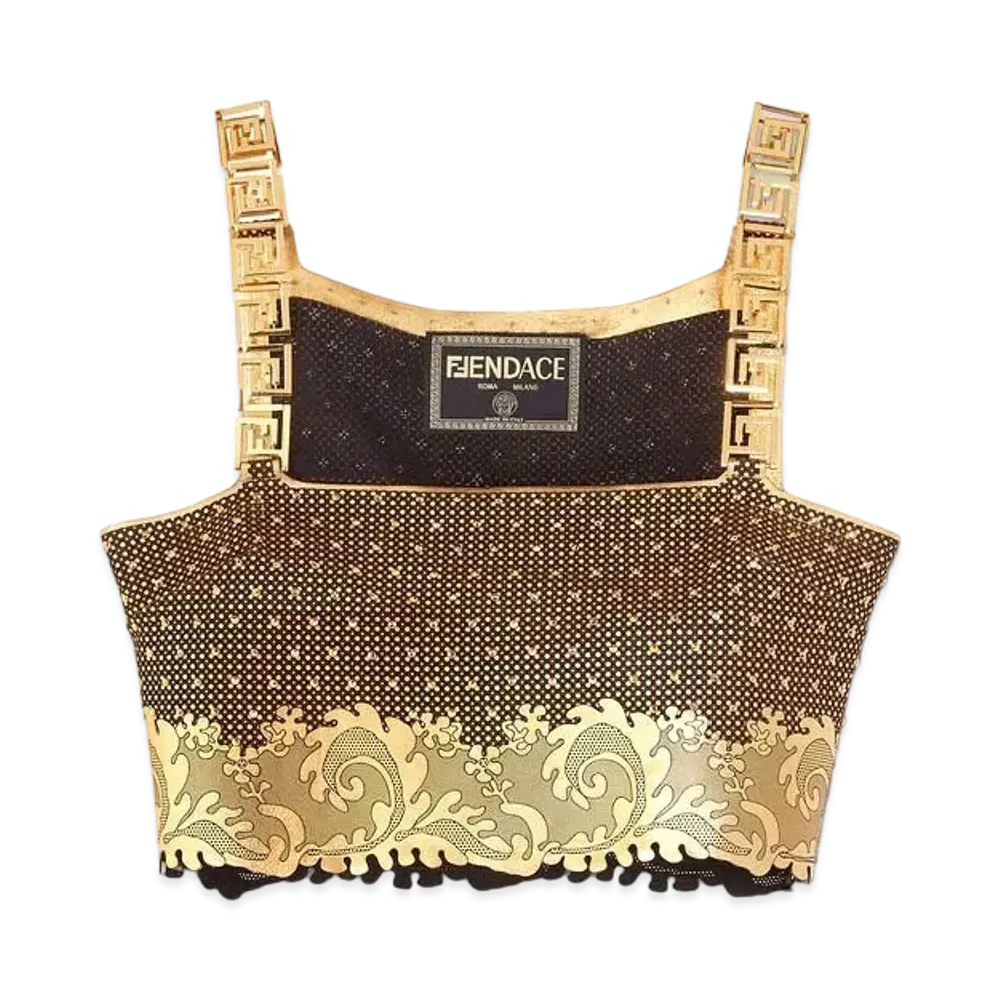 FENDI x Versace Fendace Studded Bralette Top "Gold"