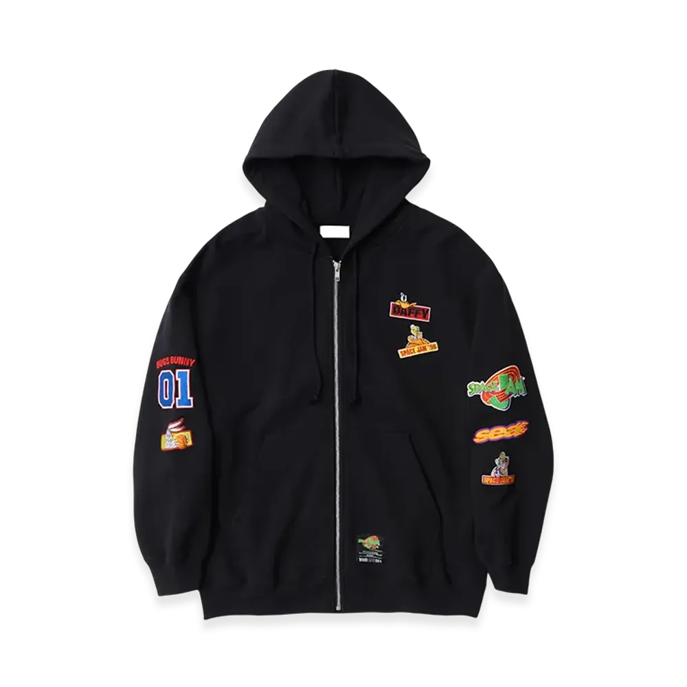 WIND AND SEA x SPACE JAM Zip-Up Hoodie "Black"