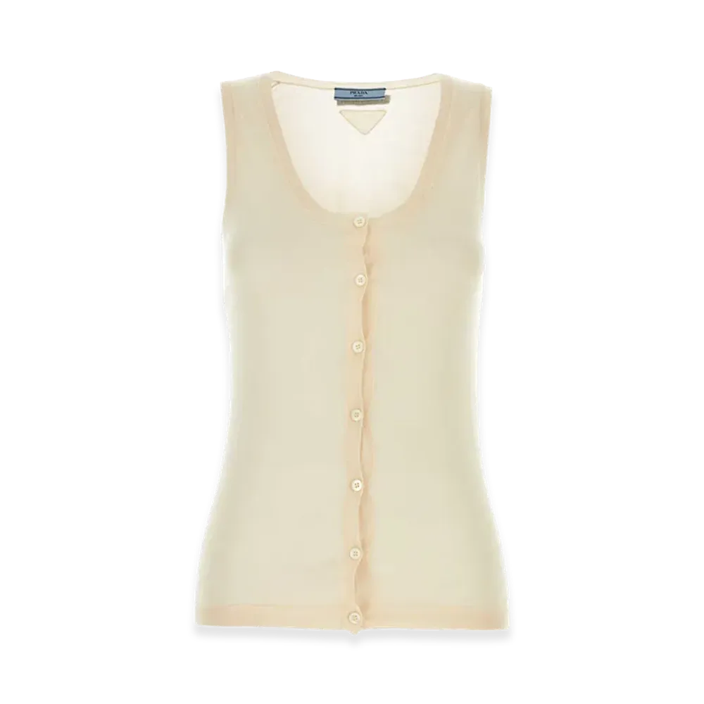 PRADA Women's Skin Cashmere Blend Vest "Beige"