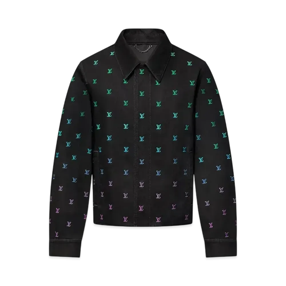 Louis Vuitton Men's LV Blason Gradient Embroidered Denim Coach Jacket "Noir"